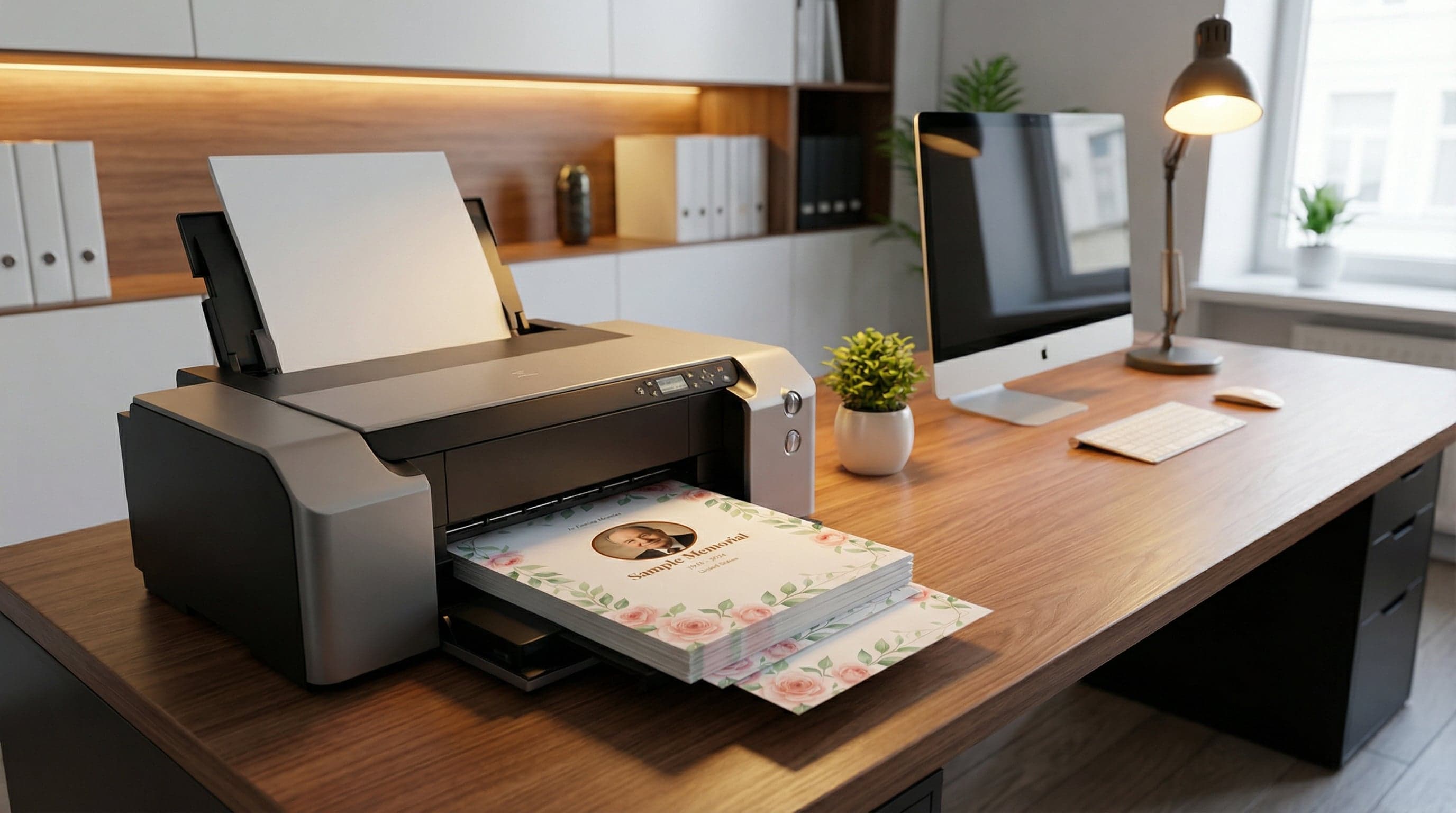 Beautiful funeral programs being printed at home